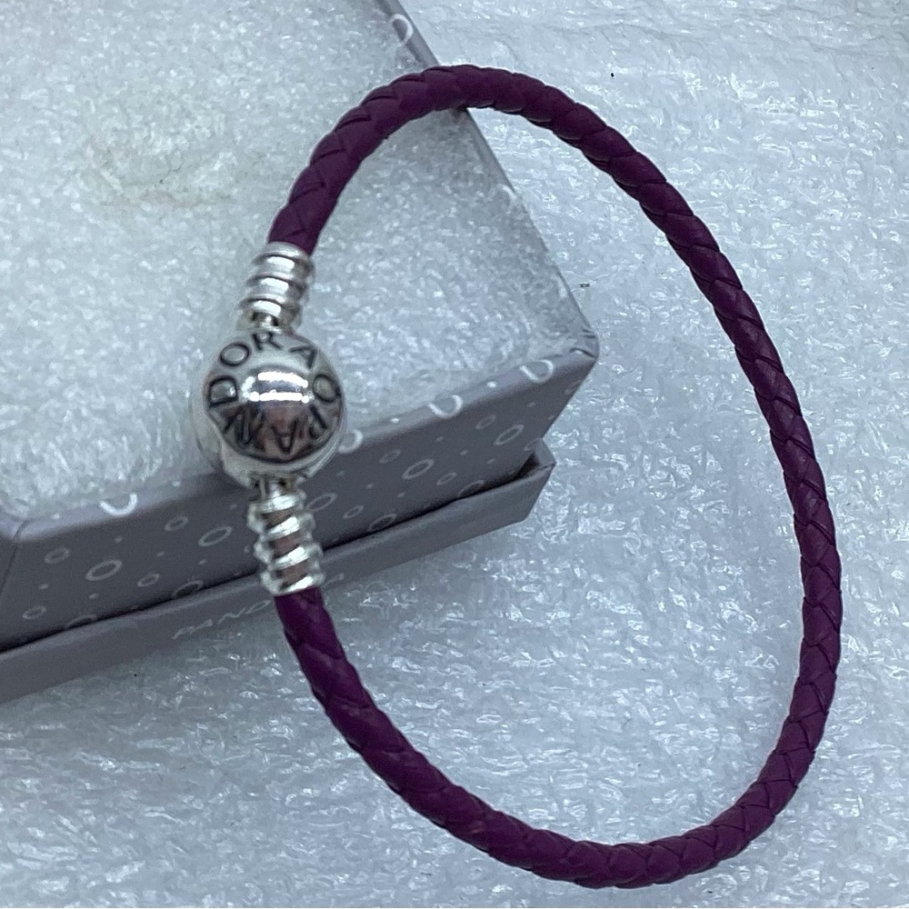 Pandora,” 22CM Single Purple Braided Leather Bracelet